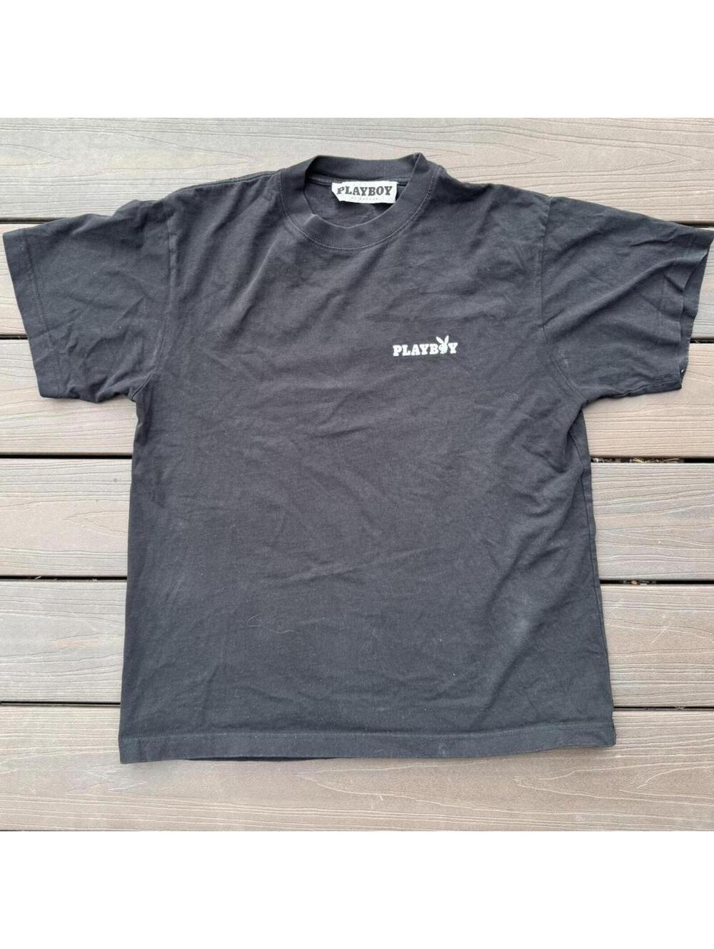 Playboy Men's Black and Grey Tshirt